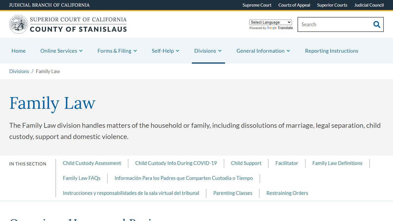 Family Law | Superior Court of California | County of Stanislaus